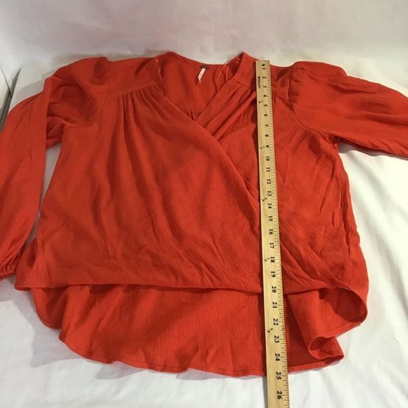 New Free People Check On It Wrap Top Flame Red - Picture 8 of 8